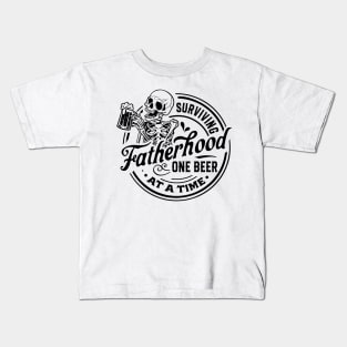 Surviving Fatherhood One Beer At A Time, Father's Day, Funny Dad Kids T-Shirt